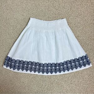 OLD NAVY Linen Blend Smocked Skirt Lined White Navy Size XSmall